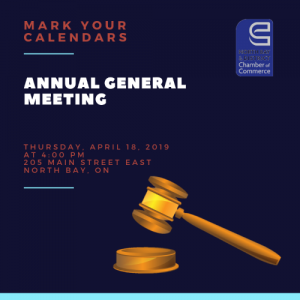 Annual General Meeting is Thursday, April 18, 2019 at 4 pm