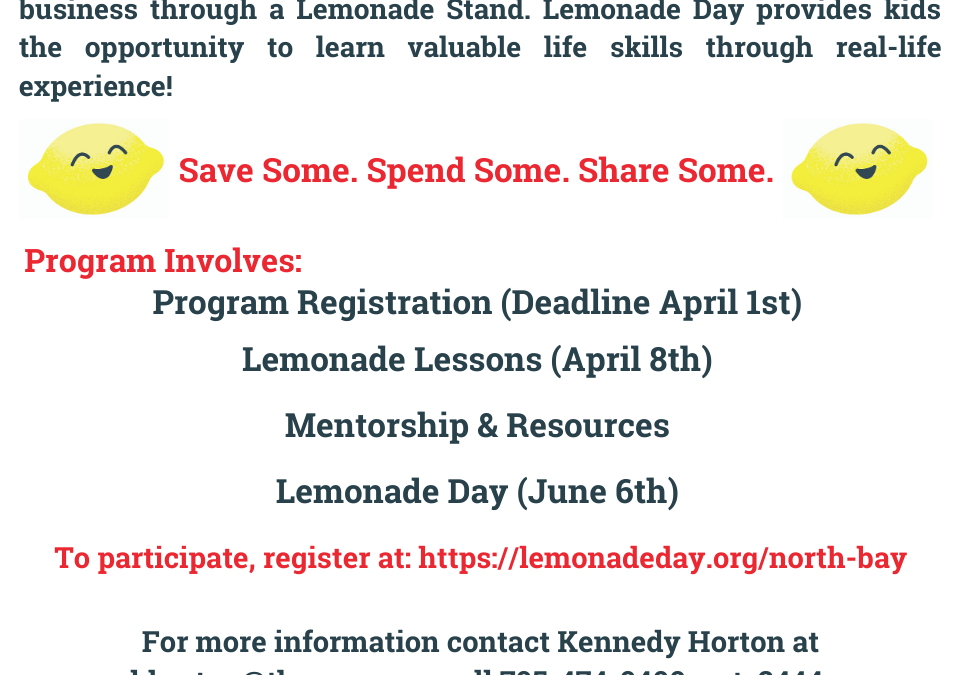 Lemonade Day – Educational Entrepreneurship Program for Youth 9 to 12!