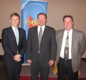 President & CEO Rod Phillips of OLG, Mayor Al McDonald, and President Derek Shogren of the North Bay & District Chamber of Commerce