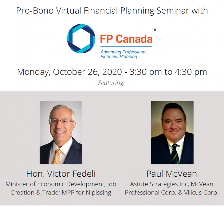 Webinar – Financial Planning and COVID-19 – October 26 at 3:30 pm
